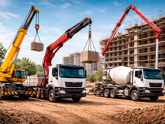 Grúa móvil, camión grúa y bombeo de hormigón